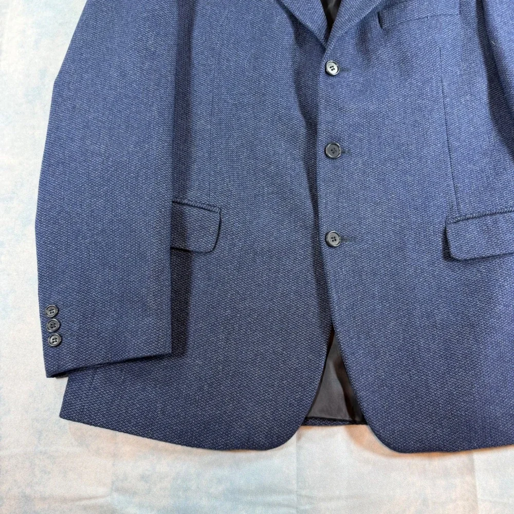 Ermenegildo Zegna Silvany Sport Coat Mens 54 Blue Wool Cashmere Blazer Tweed